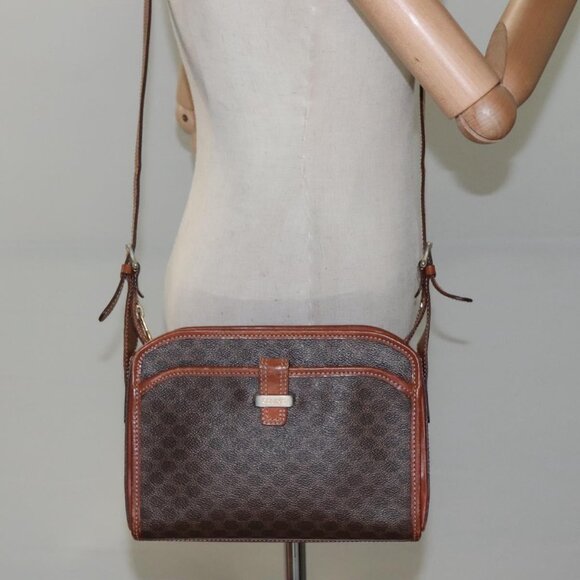 CELINE Macadam Canvas Shoulder Bag PVC Brown Gold Auth 114345 - Picture 11 of 14